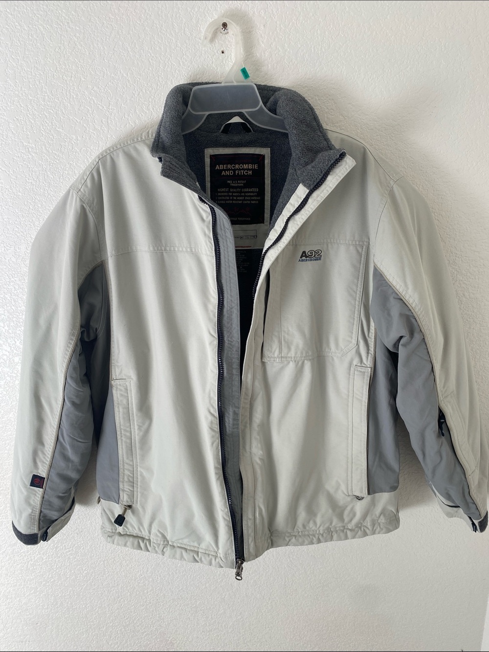 Abercrombie & Fitch Light Gray and Dark Gray Performance Jacket Size M
